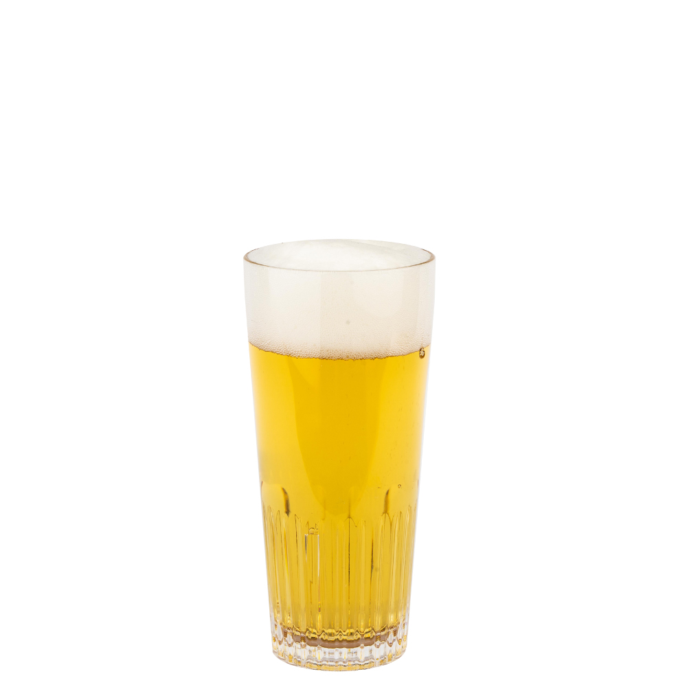 transparante Kunststof Bierglas Ribbel en inhoud van 30 cl. zowel bedrukken als graveren is mogelijk, kleur mix