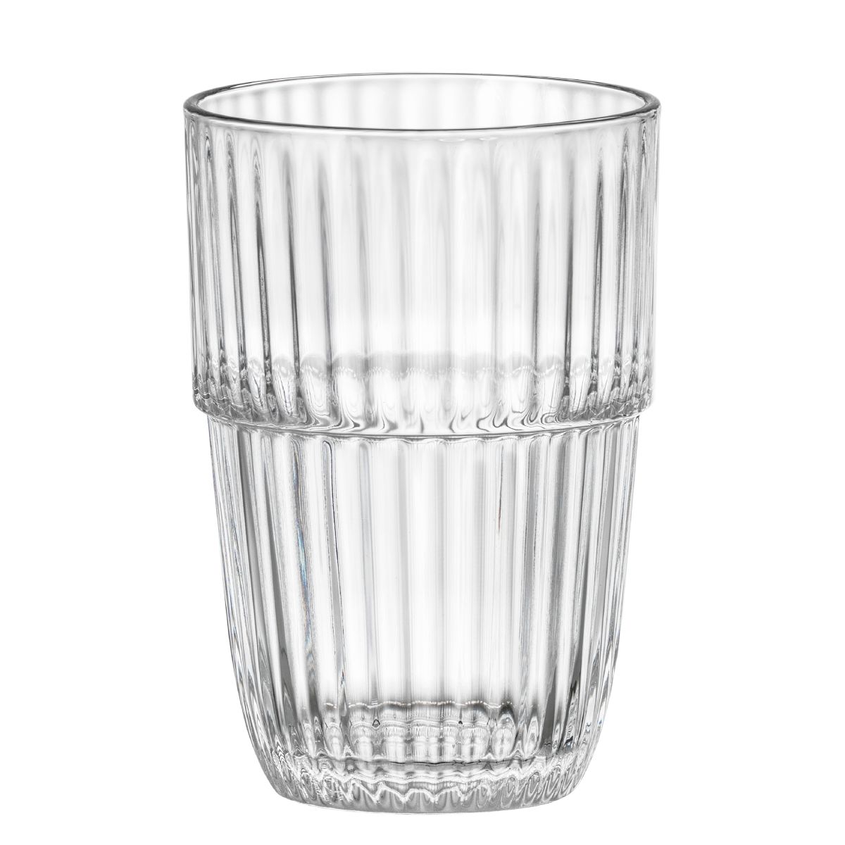 Vooraanzicht van de Barshine Tumbler 50 cl. glas met rechte cilindervorm en transparant glaswerk.