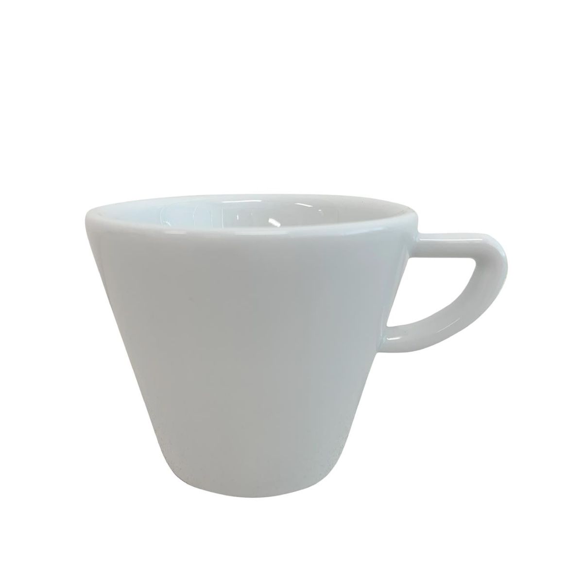 Vooraanzicht van Delta cappuccino kop 20 cl van porselein, ruime koffiekop met oor geschikt voor cappuccino en melk koffie.