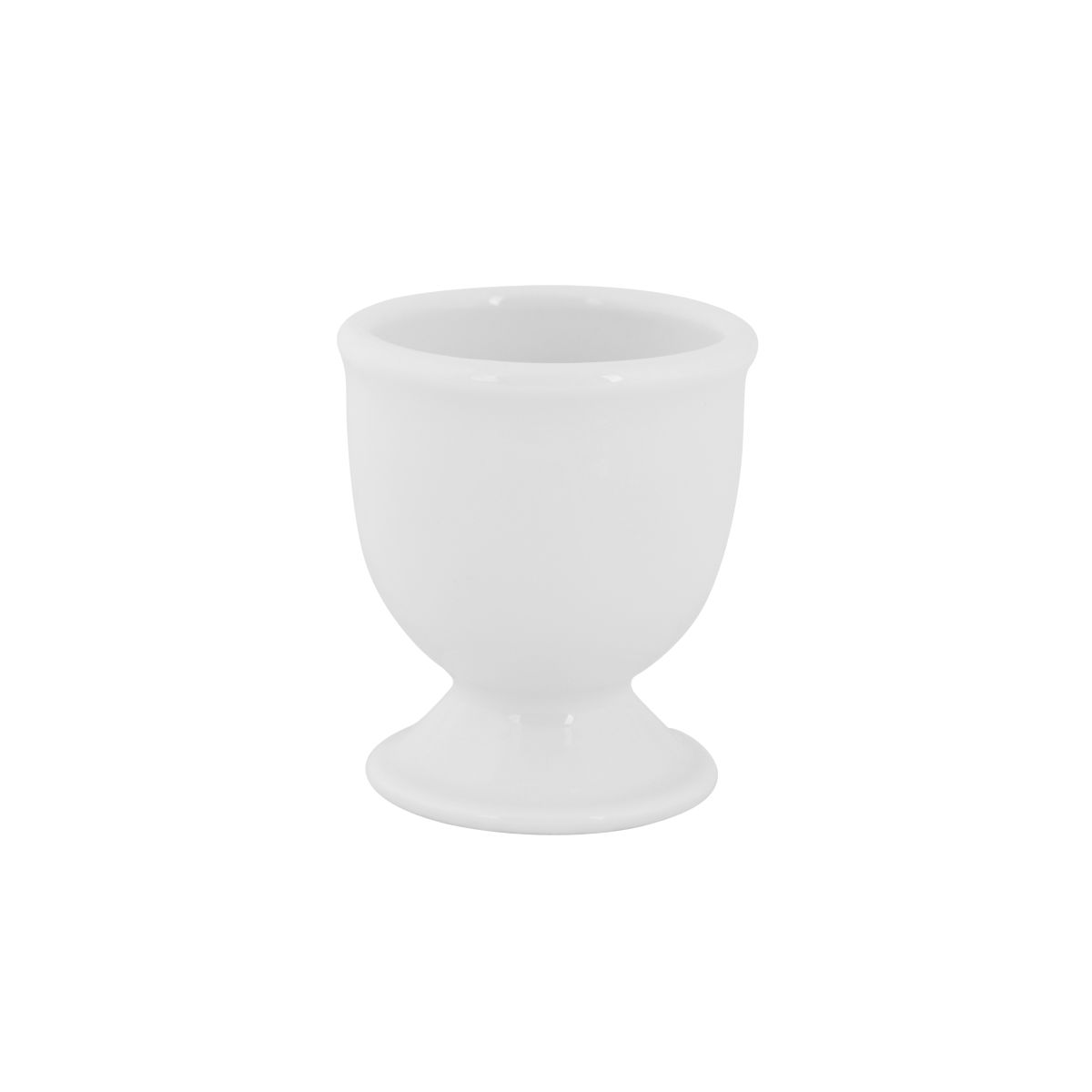 Eierdopje Essentials van porselein in vooraanzicht, wit servies voor het serveren van gekookte eieren.