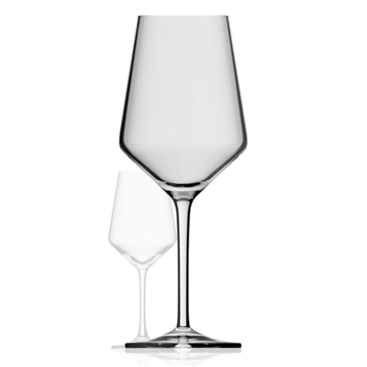 Vooraanzicht van Melody XXL wijnglas van 2,0 liter, volledig transparant glas met brede kelk.