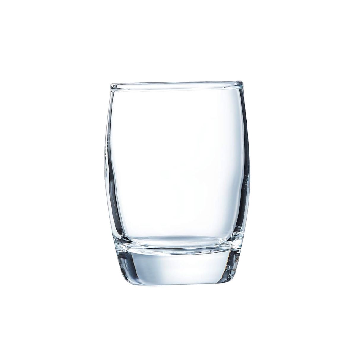 Salto borrelglas van 6,5 cl in helder glas, compact drinkglas met rechte wand en stevige bodem.