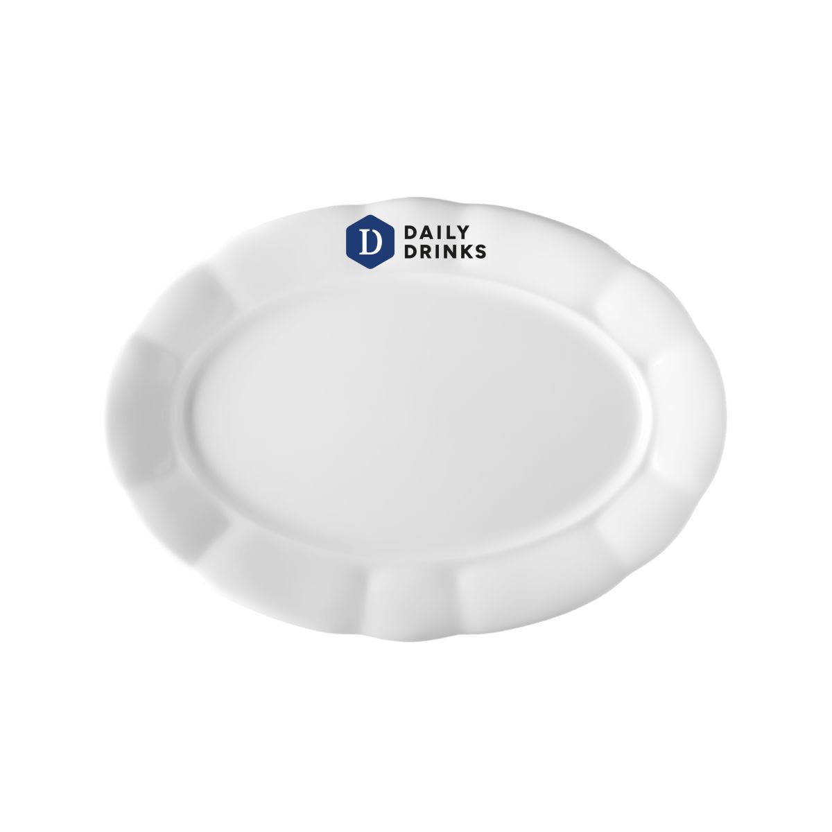 Schaal Bernice 26 cm porselein met DailyDrinks-logo in meerdere kleuren op voorzijde.
