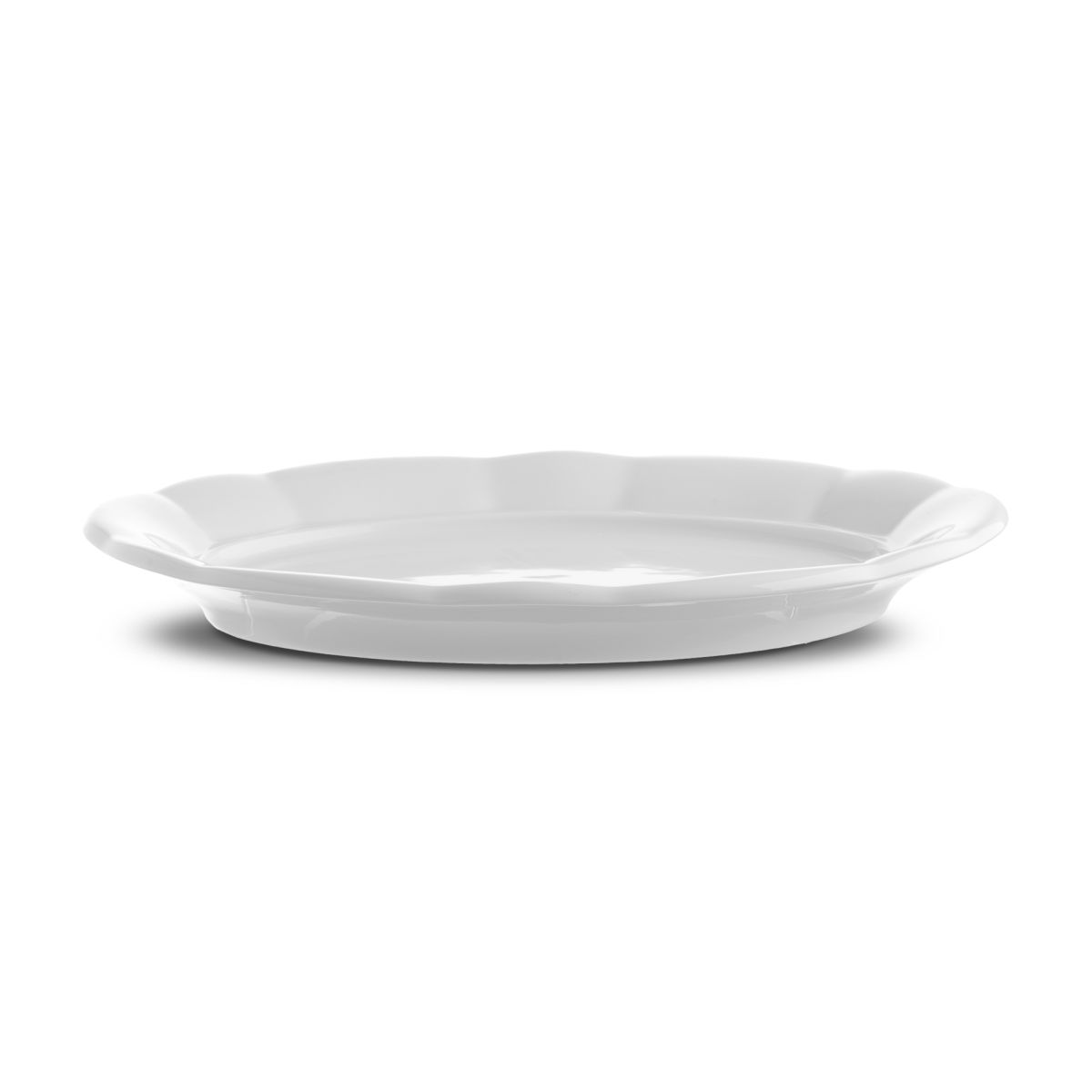 Zijaanzicht van schaal Bernice 32 cm porselein met opstaande rand en stabiele bodem.