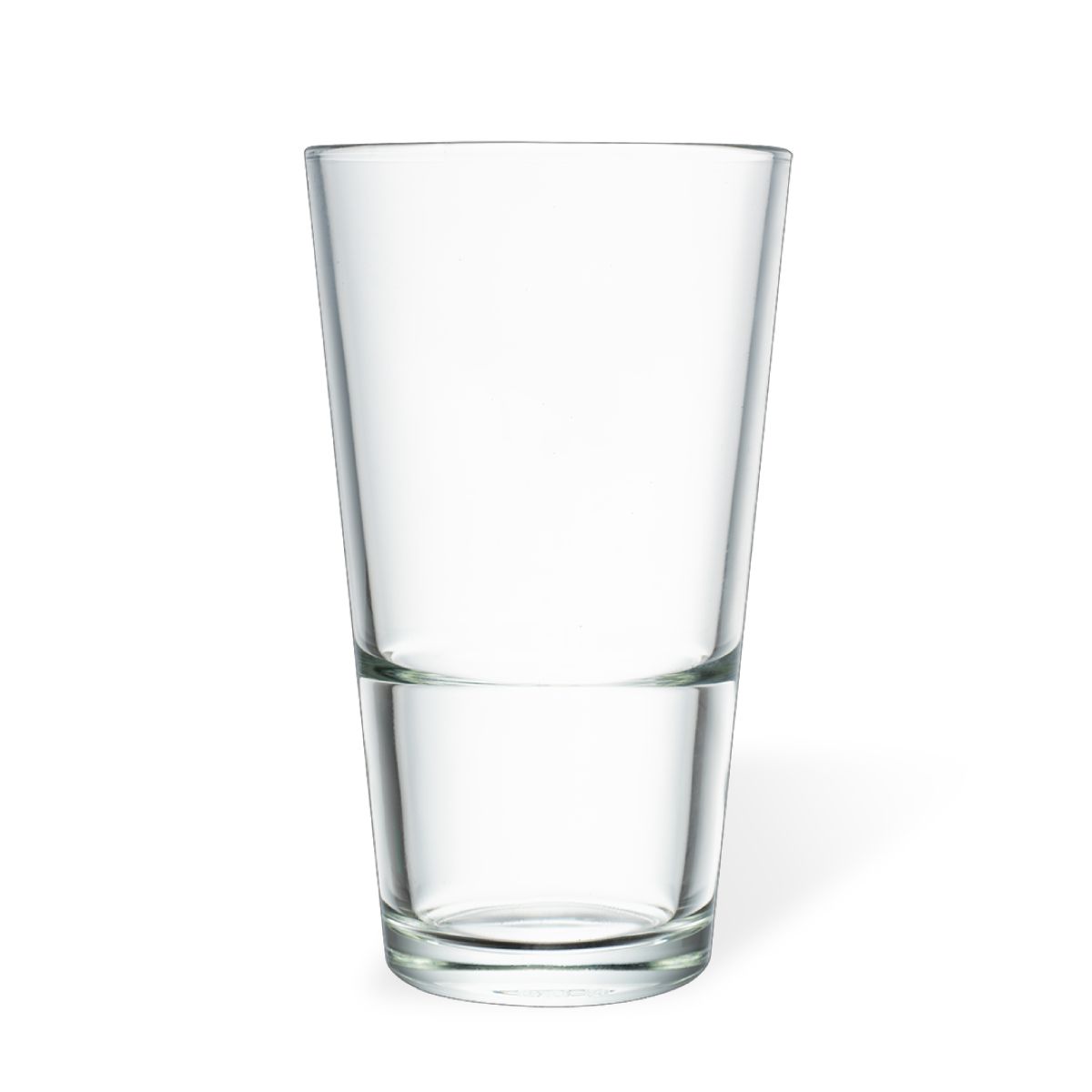 Vooraanzicht van het bierglas Vaasje Stapel 34 cl. van helder glas met stapelbaar design.