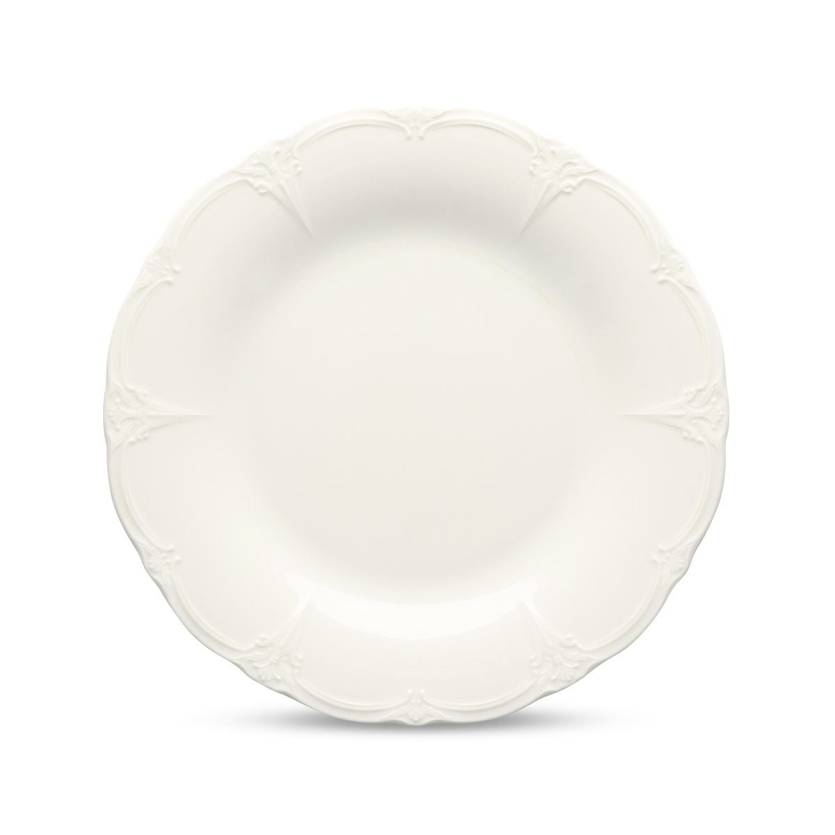 Ivoren porseleinen bord Retro van 21,5 cm in vooraanzicht met glad oppervlak en subtiele opstaande rand.