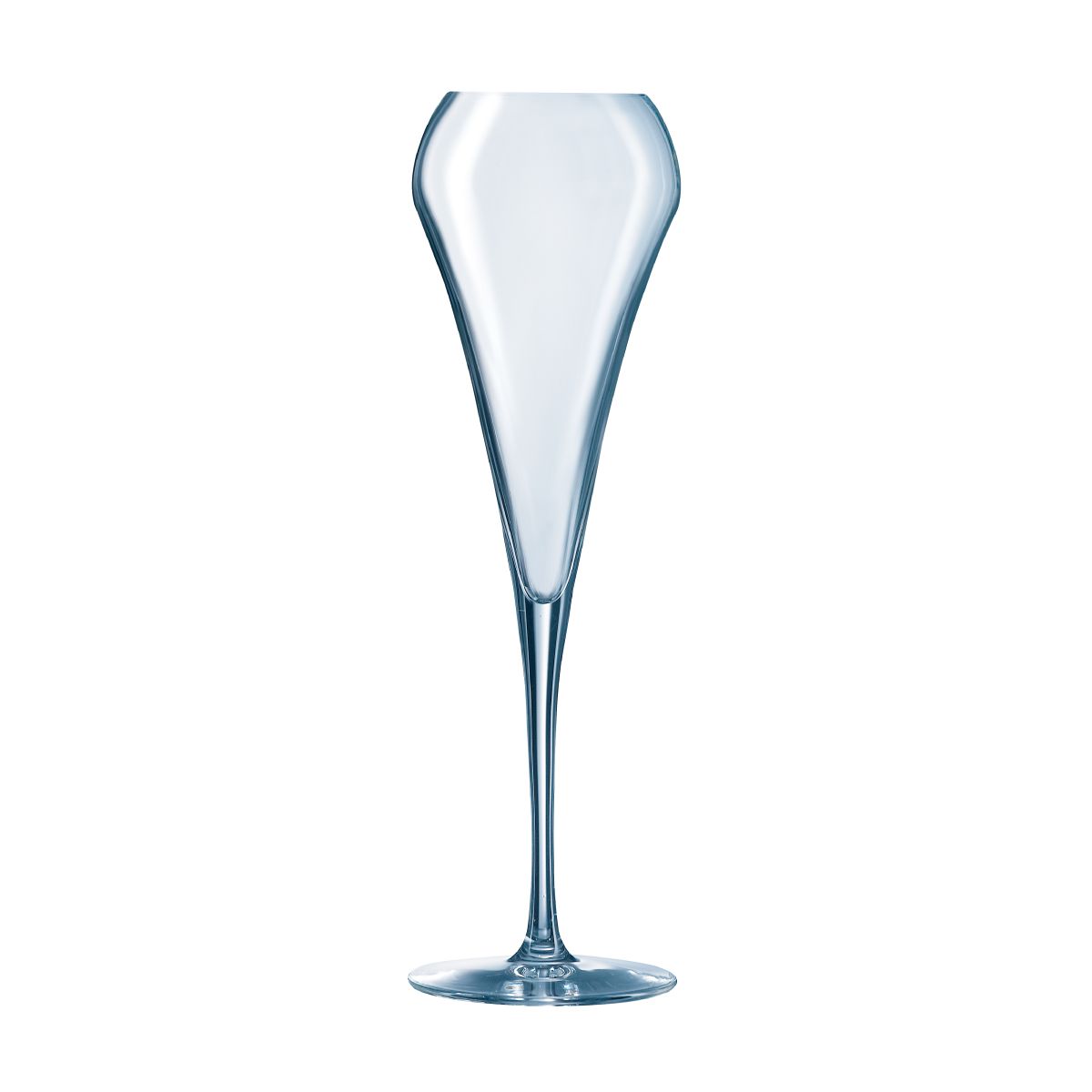 Vooraanzicht van Chef & Sommelier Open Up champagneglas 20 cl, transparant glas met smalle kelk en korte steel. Vooraanzicht van Chef & Sommelier Open Up champagneglas 20 cl, transparant glas met smalle kelk en korte steel.