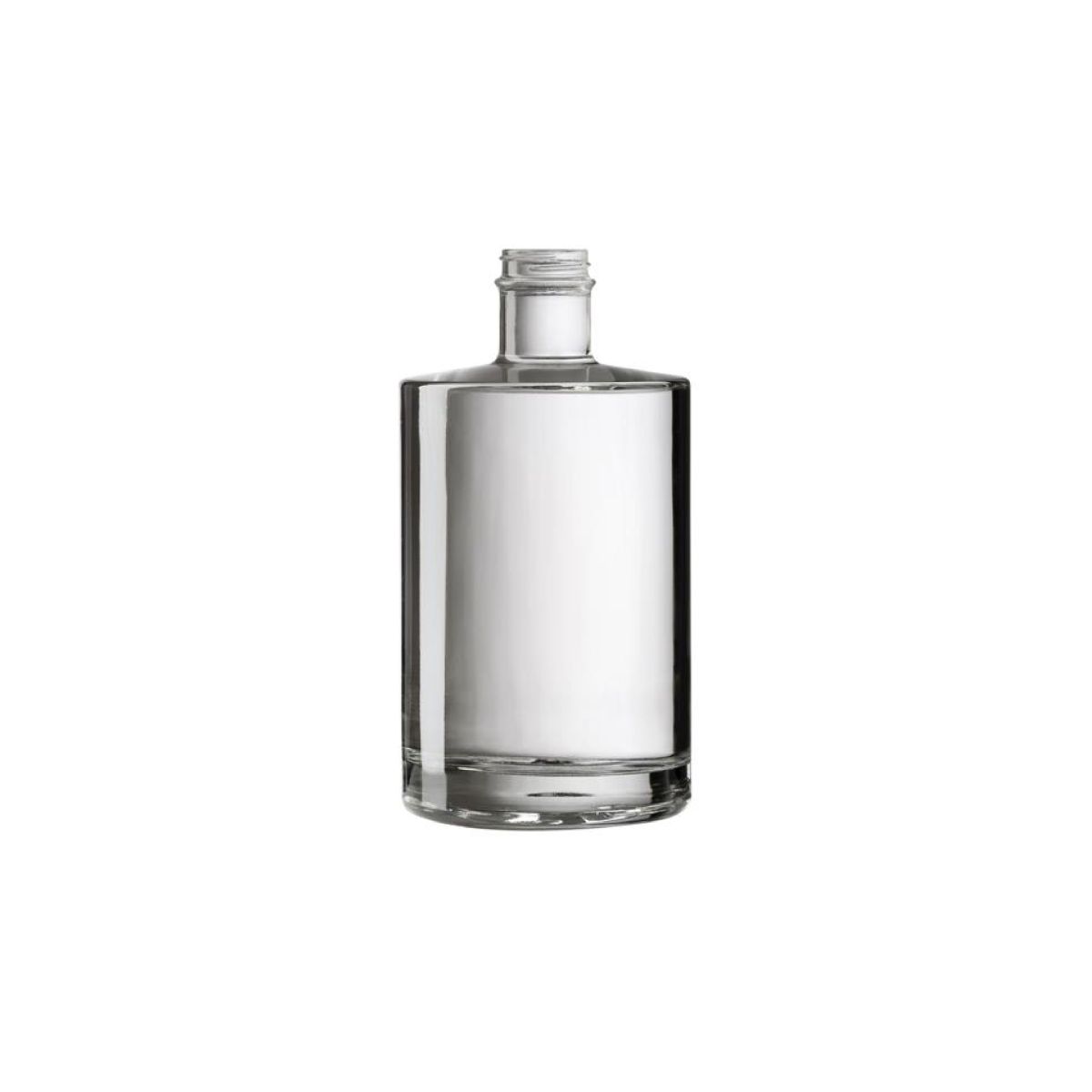Vooraanzicht van de Fles Berlin 0,2 liter gemaakt van helder glas met cilindrische vorm en smalle hals. Vooraanzicht van de Fles Berlin 0,2 liter gemaakt van helder glas met cilindrische vorm en smalle hals.