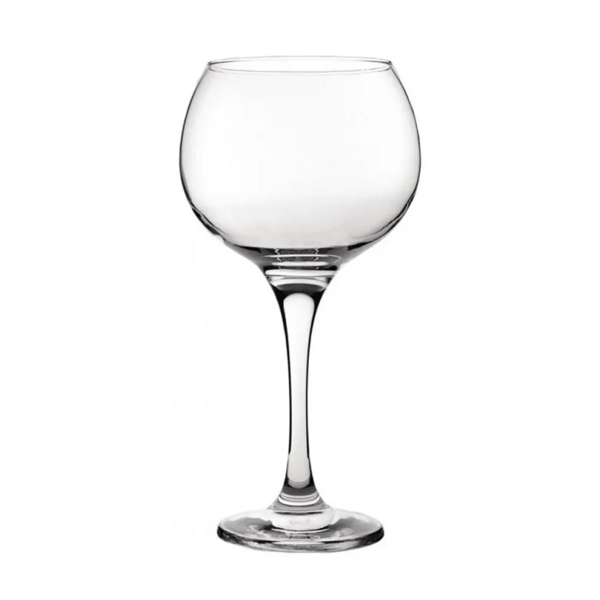Vooraanzicht van transparant Gin Tonic glas Ambassador 56 cl. met brede kelk en stevige voet van helder glas. Vooraanzicht van transparant Gin Tonic glas Ambassador 56 cl. met brede kelk en stevige voet van helder glas.