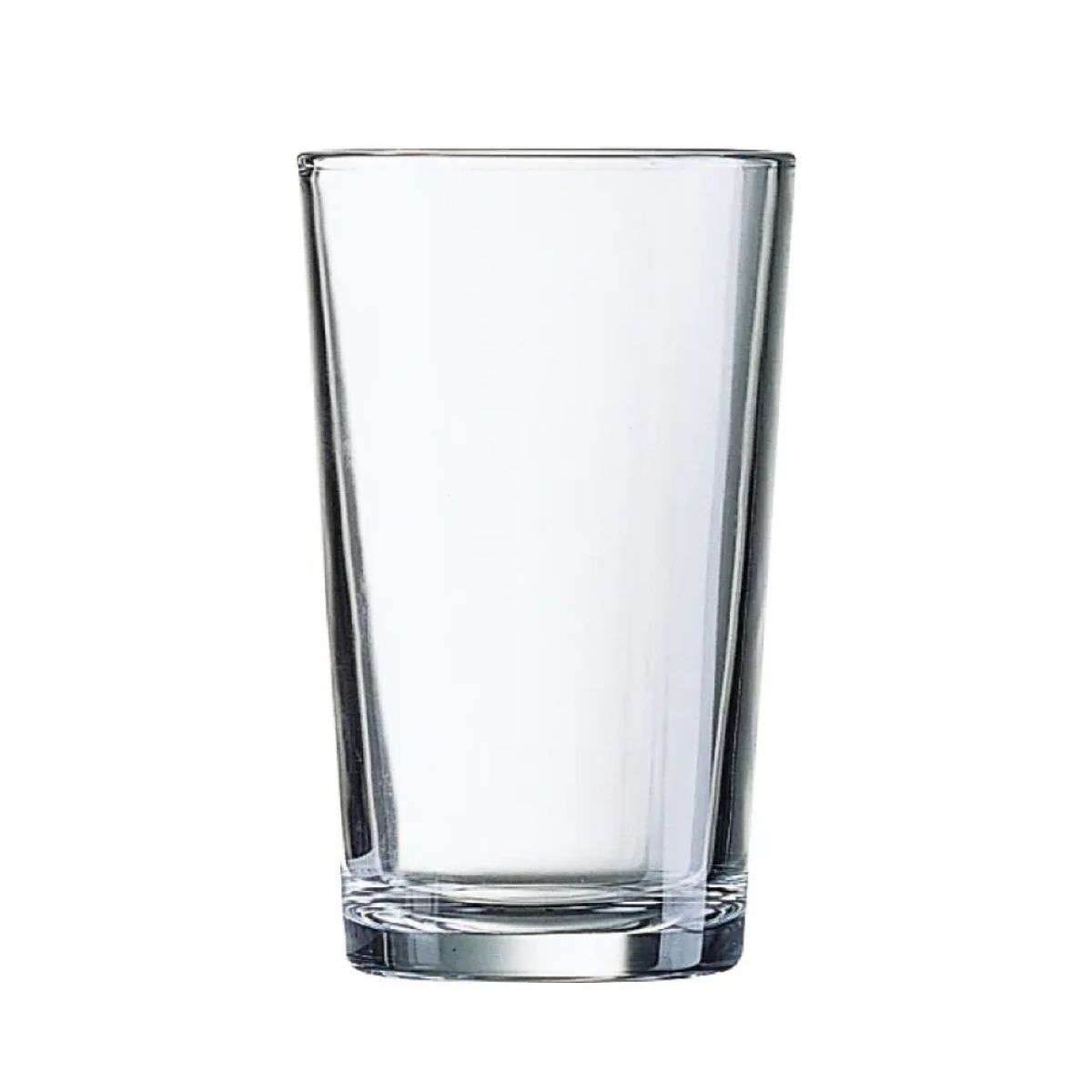 Glas Conique 28 cl. recht van voren, met smalle bodem en brede opening in helder glas.