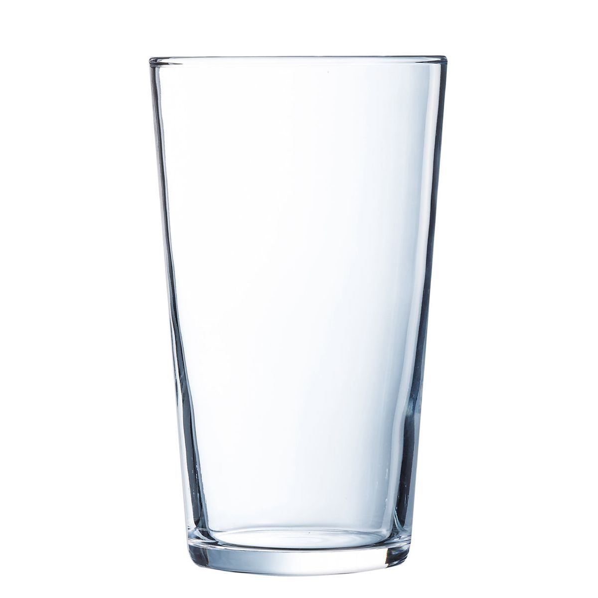 Transparant Glas Conique van 64 cl. in recht vooraanzicht, cilindervormig glas zonder inhoud.