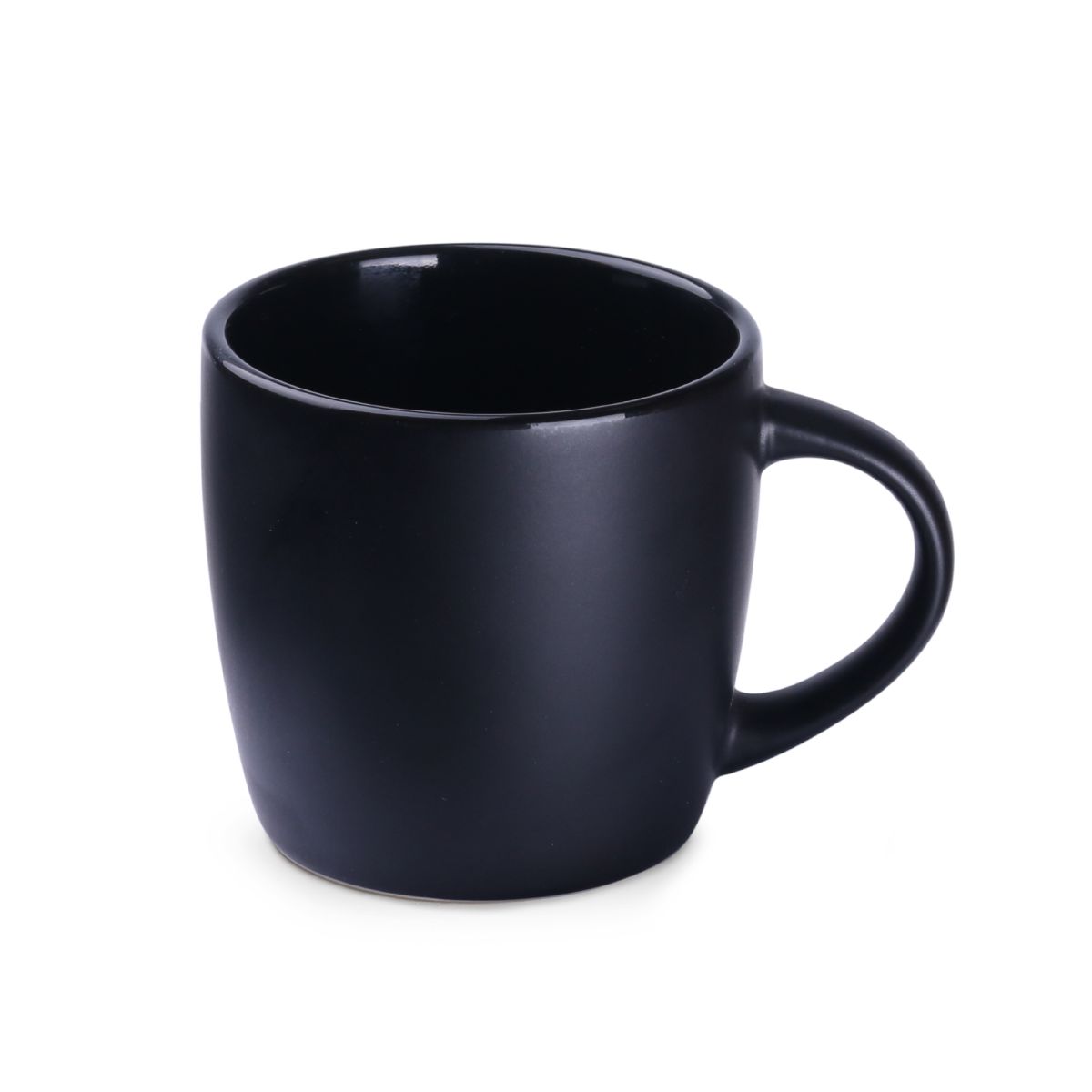 Vooraanzicht Handy Espresso Kop 10 cl. van zwart keramiek met gladde afwerking en compacte vorm.