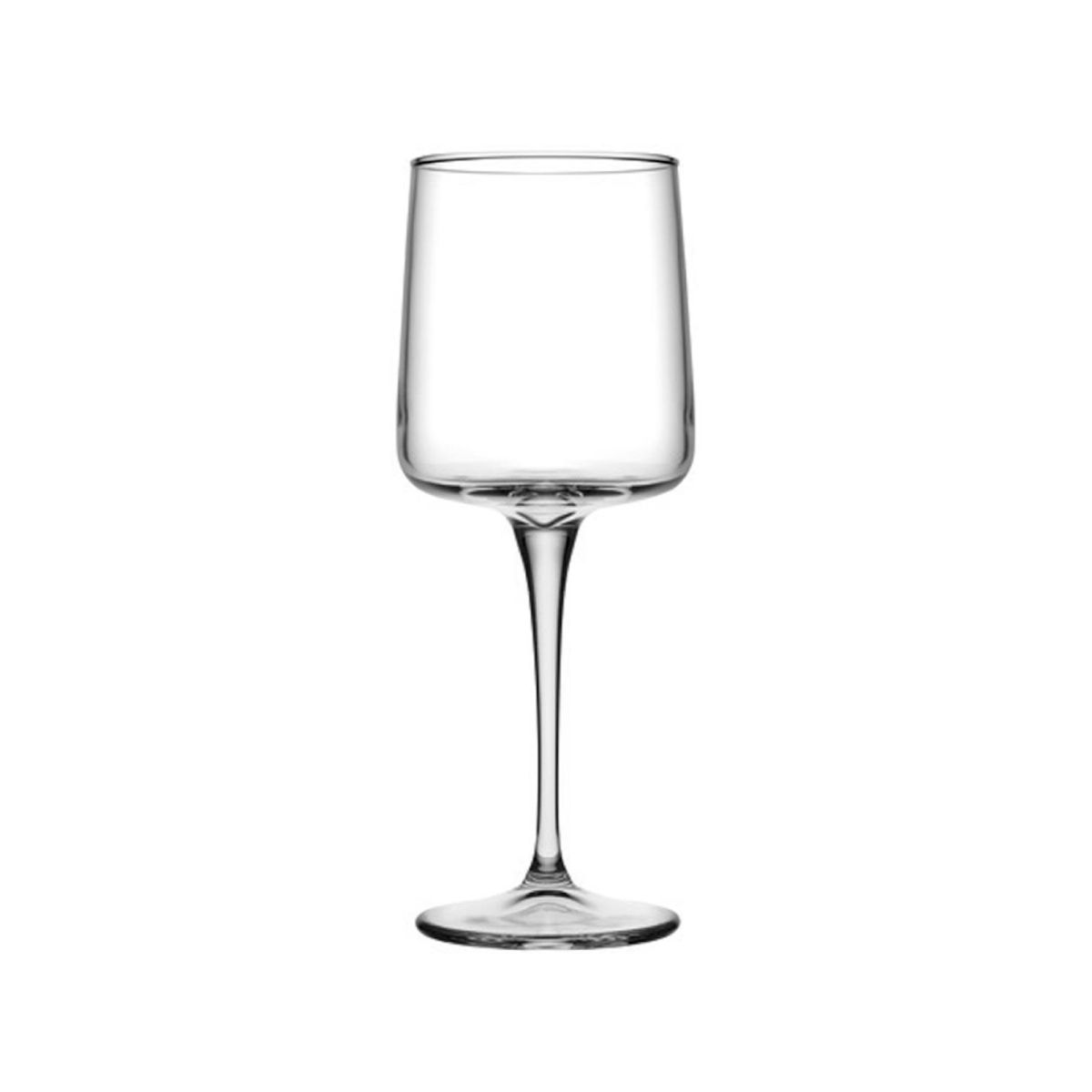 Iconic wijnglas van 27 cl helder glas, frontaal weergegeven zonder bedrukking of inhoud. Iconic wijnglas van 27 cl helder glas, frontaal weergegeven zonder bedrukking of inhoud.