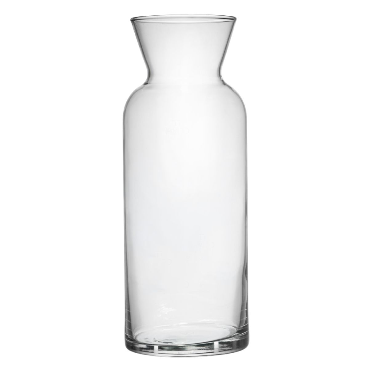 Glazen karaf Village 1,00 liter in vooraanzicht met elegante vorm en smalle hals.