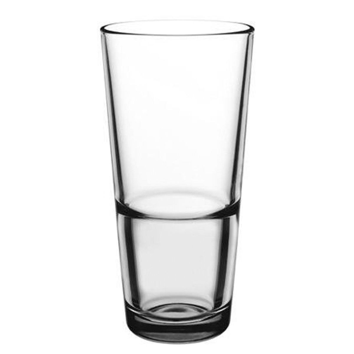 Voorzijde van het Latte Macchiato stapel Grande S glas van 37,6 cl. met stapelbare cilindervorm.