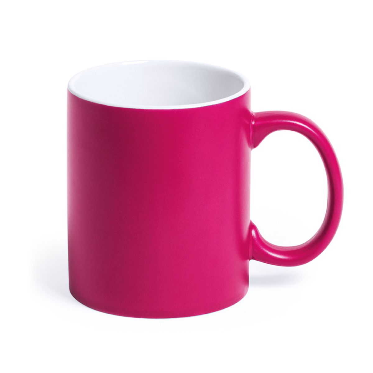 Vooraanzicht van Mok Lisa 35 cl. met roze buitenzijde, gemaakt van porselein en geschikt voor graveren. Vooraanzicht van Mok Lisa 35 cl. met roze buitenzijde, gemaakt van porselein en geschikt voor graveren.