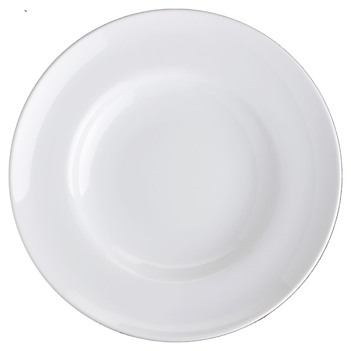 Vooraanzicht van diep pastabord Isabelle 29 cm in wit porselein met gladde, ronde vorm.