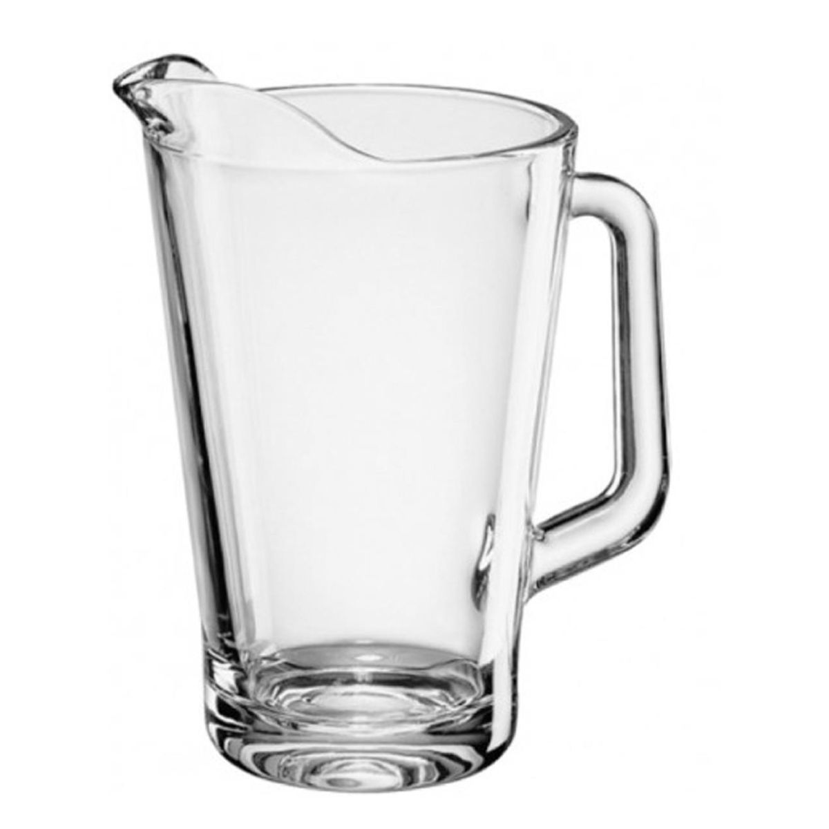 Vooraanzicht van de Pitcher Conic 1,8 liter glas met brede opening en taps toelopend design. Vooraanzicht van de Pitcher Conic 1,8 liter glas met brede opening en taps toelopend design.