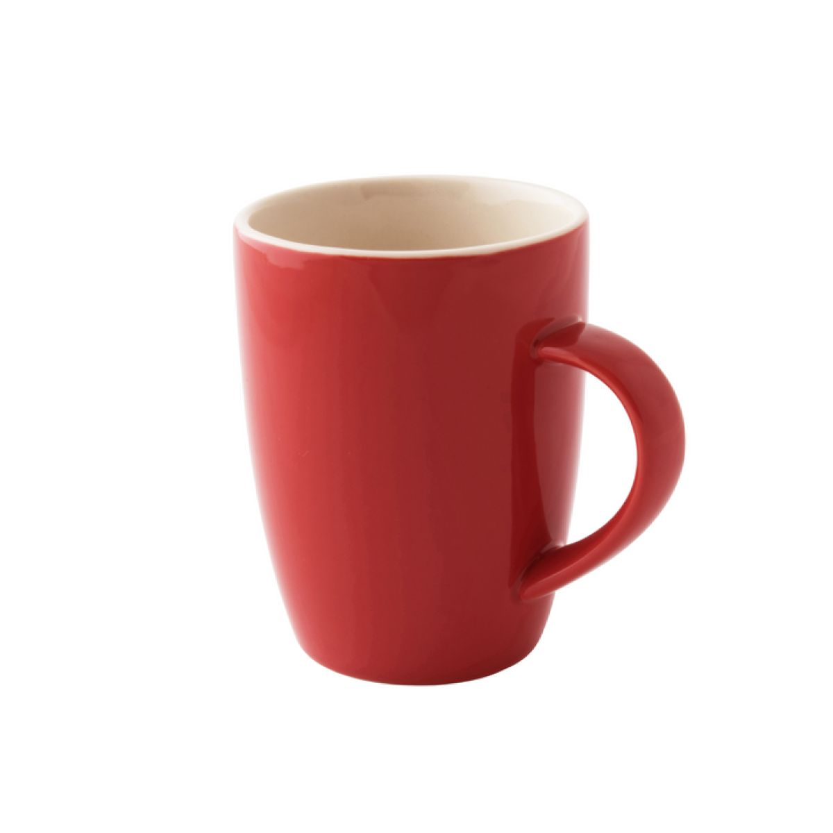 Robusta mok 18 cl. porselein in vooraanzicht, glad blauw oppervlak en rechte cilindervorm., kleur rood