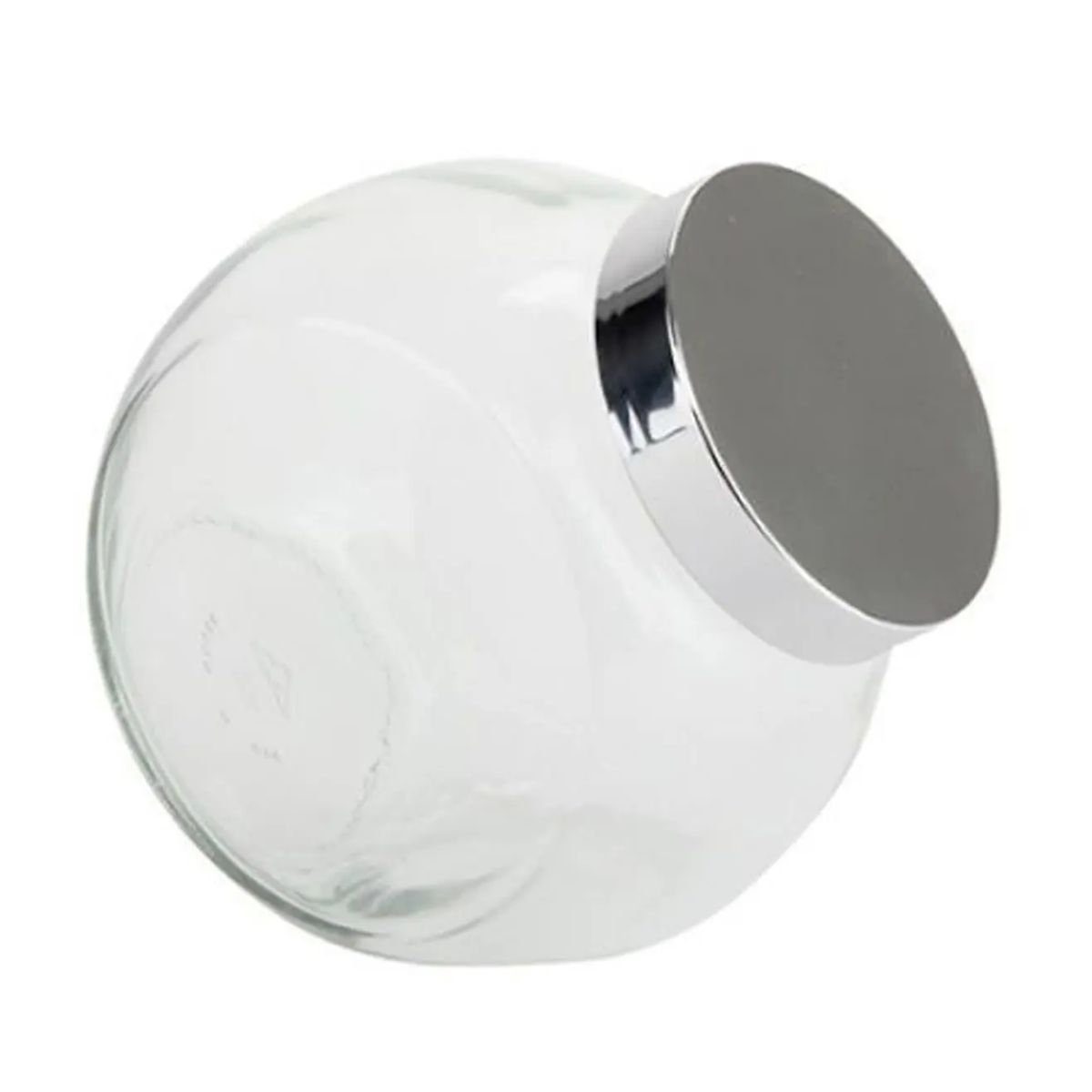 Frontaal beeld van glazen snoeppot Sweets 2 liter met zilver kunststof deksel, geschikt voor opslag of presentatie.