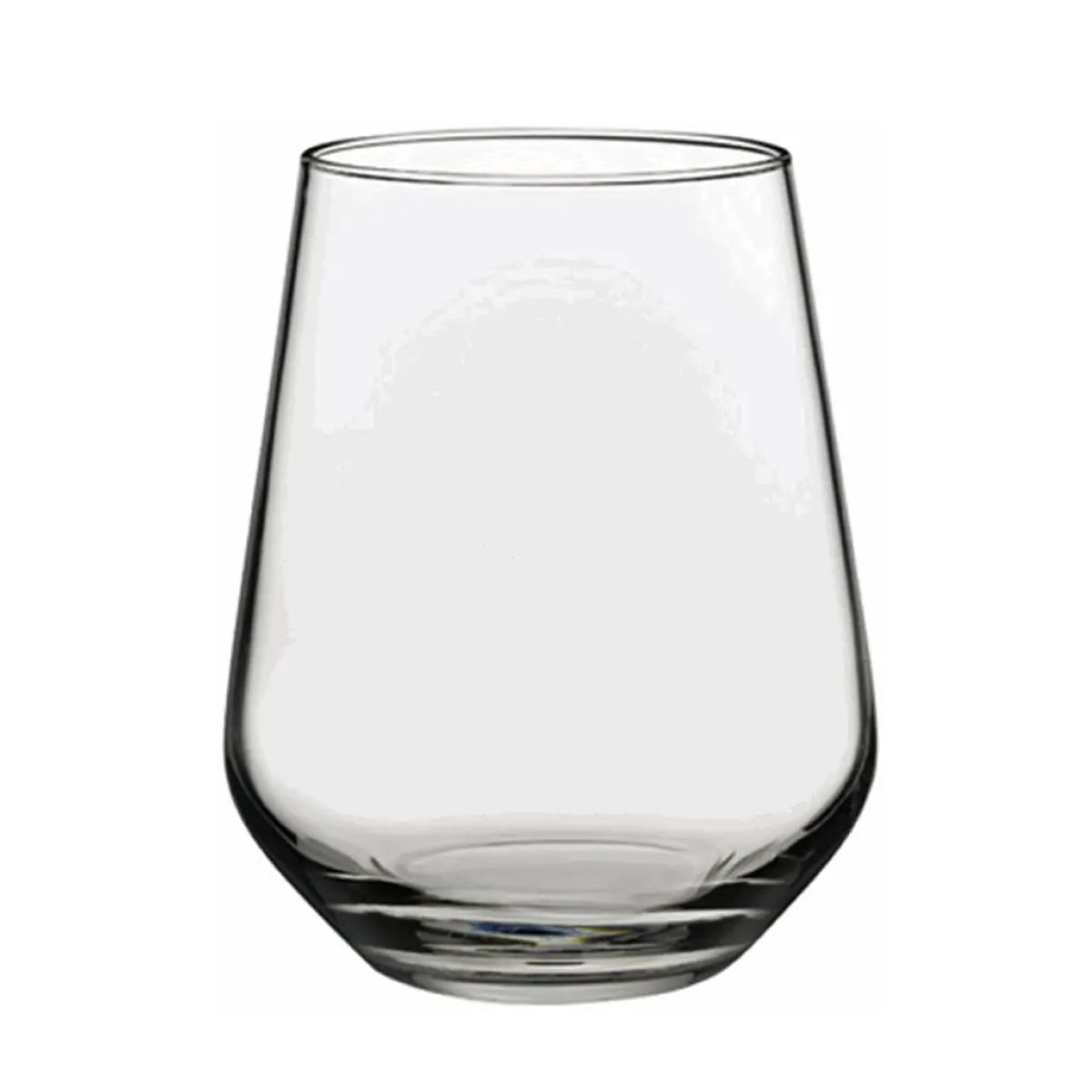 Tumbler Allegra glas van 34,5 cl. in transparant glas, recht van voren afgebeeld voor volledig zicht.