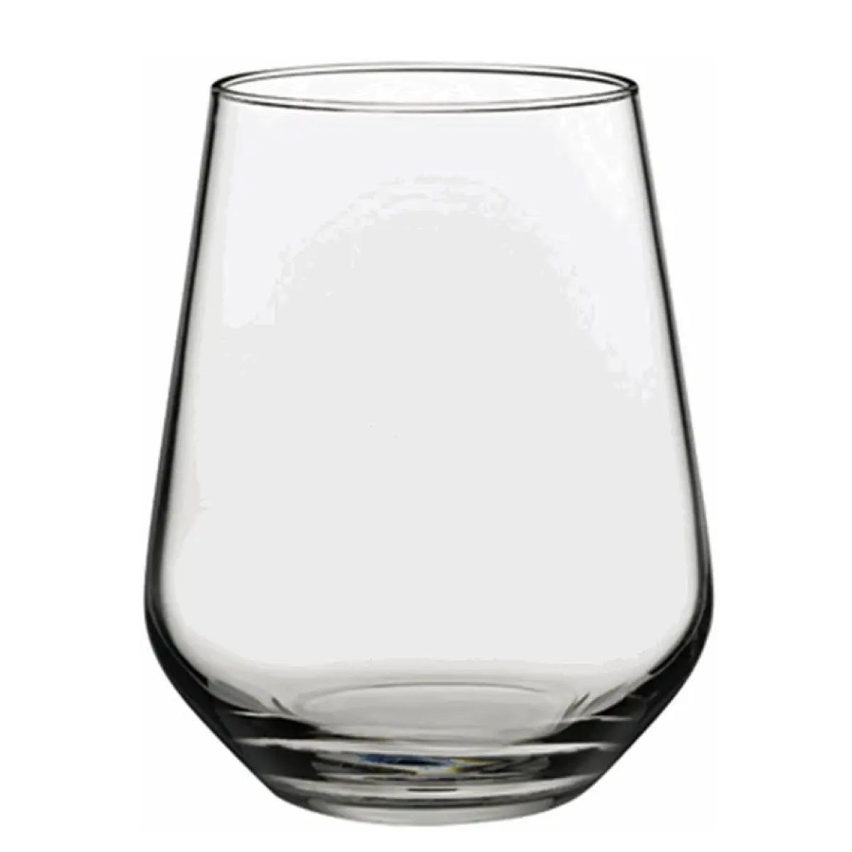 Frontale weergave van tumblerglas Allegra 42,5 cl. geschikt voor frisdranken of cocktails, met gladde glazen wand. Frontale weergave van tumblerglas Allegra 42,5 cl. geschikt voor frisdranken of cocktails, met gladde glazen wand.