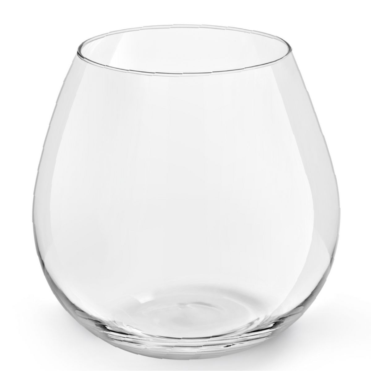 Vooraanzicht van transparant wijnglas Ronda 72 cl. met royale ronde kelk en slanke steel.