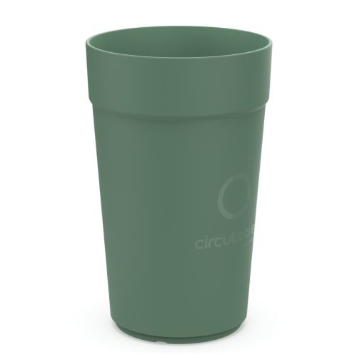 Dark green plastic mug with 100ml capacity and printing