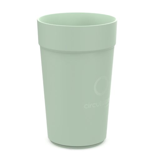 Light green plastic mug with 100ml capacity and printing