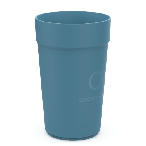 Dark blue plastic mug with 100ml capacity and printing