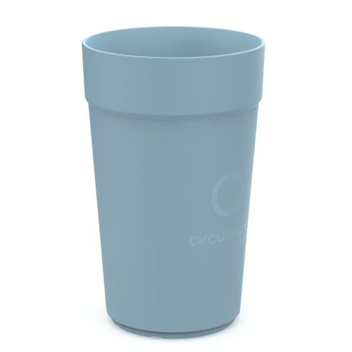 Blue plastic mug with 100ml capacity and printing