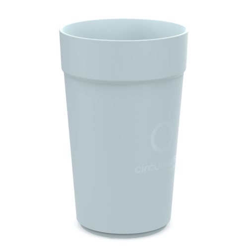 Light blue plastic mug with 100ml capacity and printing
