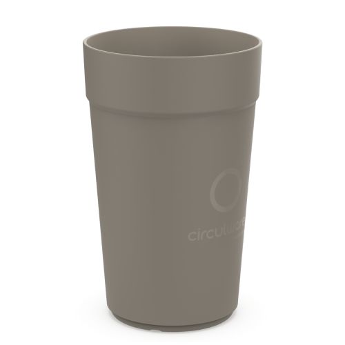 Dark brown plastic mug with 100ml capacity and printing