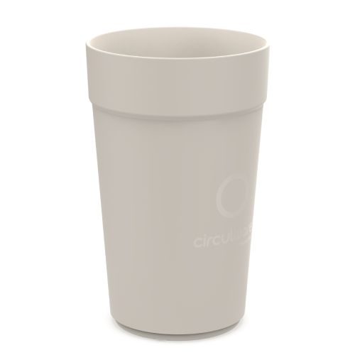 Light brown plastic mug with 100ml capacity and printing