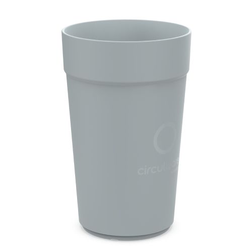 Grey plastic mug with 100ml capacity and printing