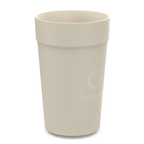 Beige plastic mug with 100ml capacity and printing