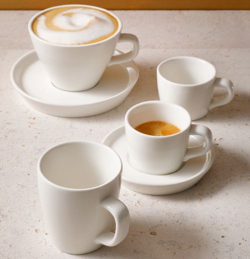 Da Vinci cappuccino 20 cl ivoor SET. dit ivoren kopje en schoteltje zijn geschikt voor bedrukken