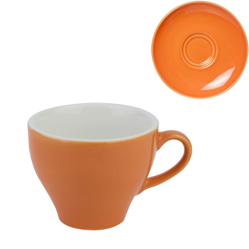 Oranje cappuccinokop Barista met bedrukoptie