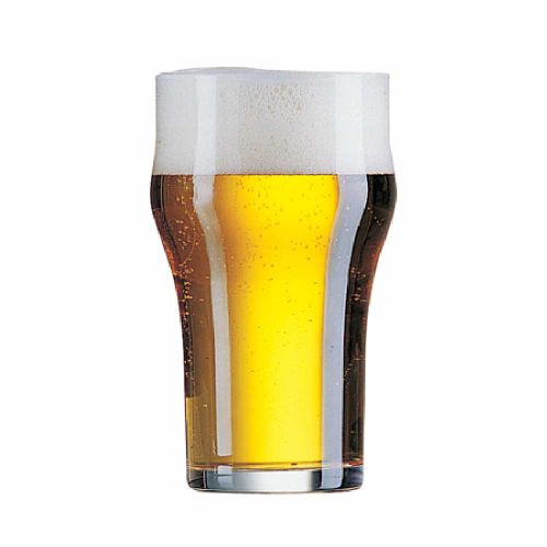 transparent beer glass Nonic Arcoroc with a capacity of 34 cl and slight bulge in the glass