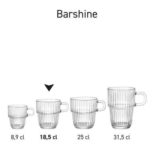 Serie weergave van het Barshine glas maatvoering.