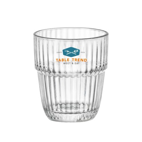 Barshine Tumbler glas 21 cl met meerkleurig TableTrend-logo op de voorzijde.