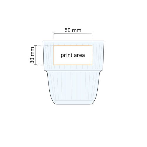 Technisch diagram van Barshine Tumbler 31 cl. met aanduiding van logopositie en drukoppervlak.