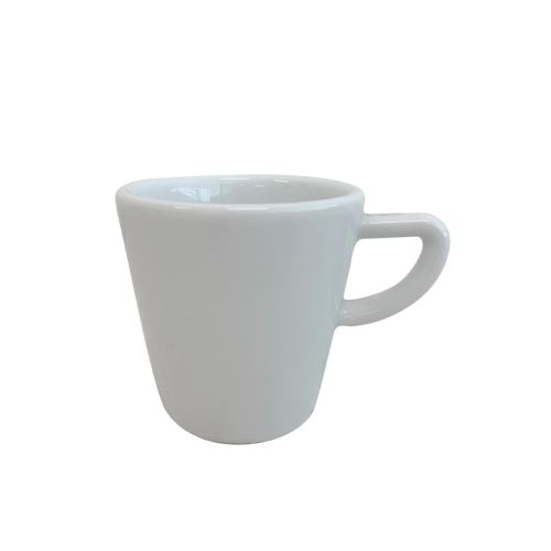 Vooraanzicht van Delta koffie kop 16 cl van porselein, klassieke koffiekop met oor voor koffie en cappuccino binnen servieslijn.