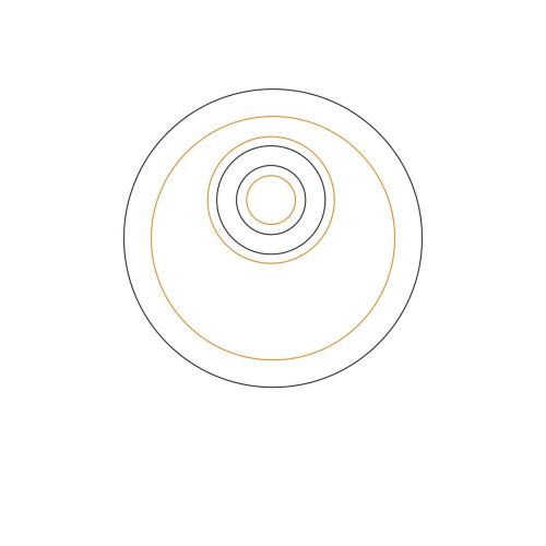 Werktekening van Delta schotel 15 cm porselein met gemarkeerd drukgebied voor logo, technische weergave van koffieschotel bedrukking.