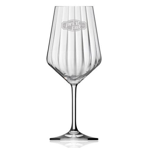Melody lines wijnglas 53 cl van glas met subtiel gegraveerd PrintPub-logo op de voorzijde van de glazen kelk.