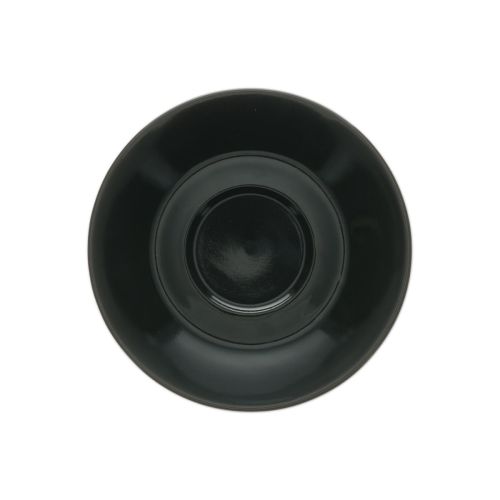 Baristo Koffie Cappuccino Schotel van 15,5 cm in zwart porselein, getoond in vooraanzicht.