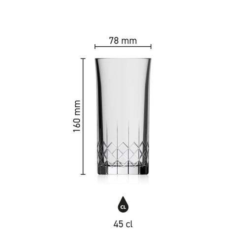 Maatvoering van het Bierglas Mao 45 cl. met hoogte, diameter en inhoud in infographic