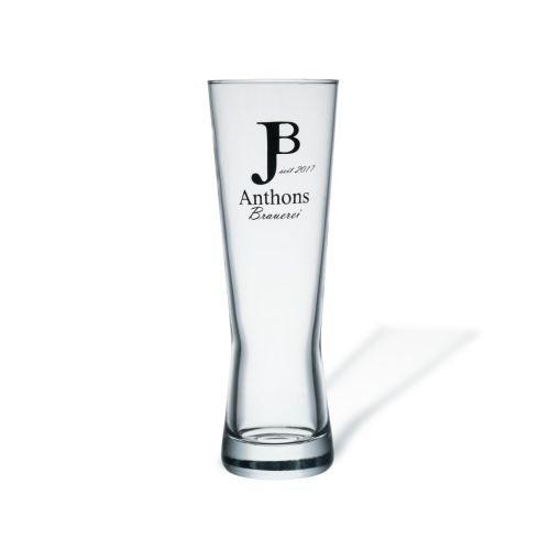 Bierglas Monaco 30 cl tapmaat glas met eenkleurig logo van JP Anthons Brauerei op het voorpaneel