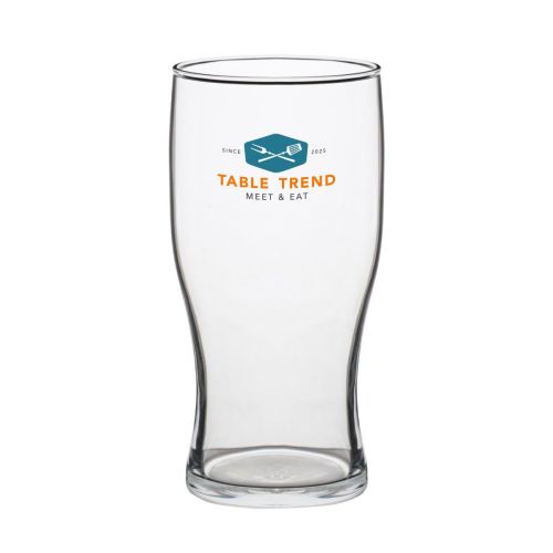 Bierglas Tulip stapel 28 cl met 2-4 kleuren TableTrend-logo op voorzijde, duidelijk zichtbaar op transparant glas.