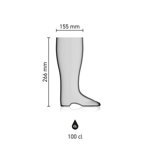 Maatvoering van de Bierlaars 1,0 liter glas met hoogte, diameter en inhoud in infographic